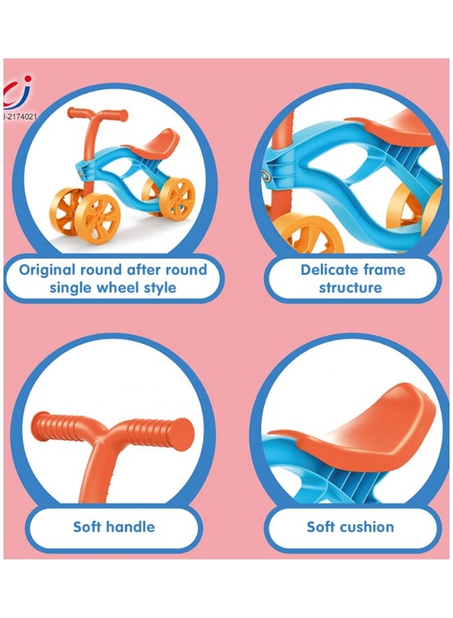 DAT Toddler Ride-On Tricycle (Stable Multi-Wheel), Kids Push Trike with Soft Seat & Easy-Grip Handlebar, Indoor/Outdoor Ride-On Toy, Blue/Orange, Age 1–3 Years - Image 5